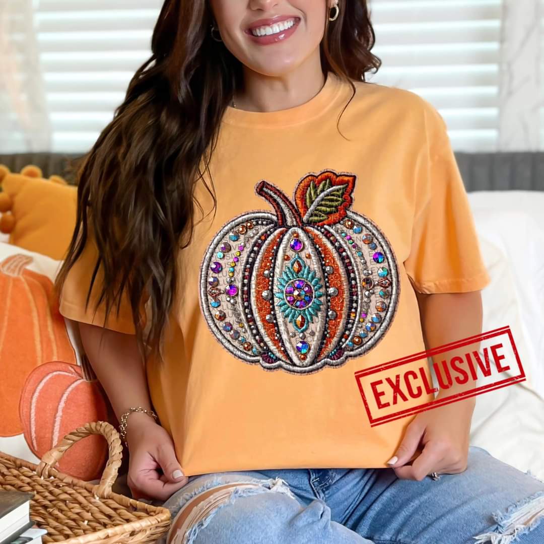 Western PUMPKIN turquoise HW DTF TRANSFER