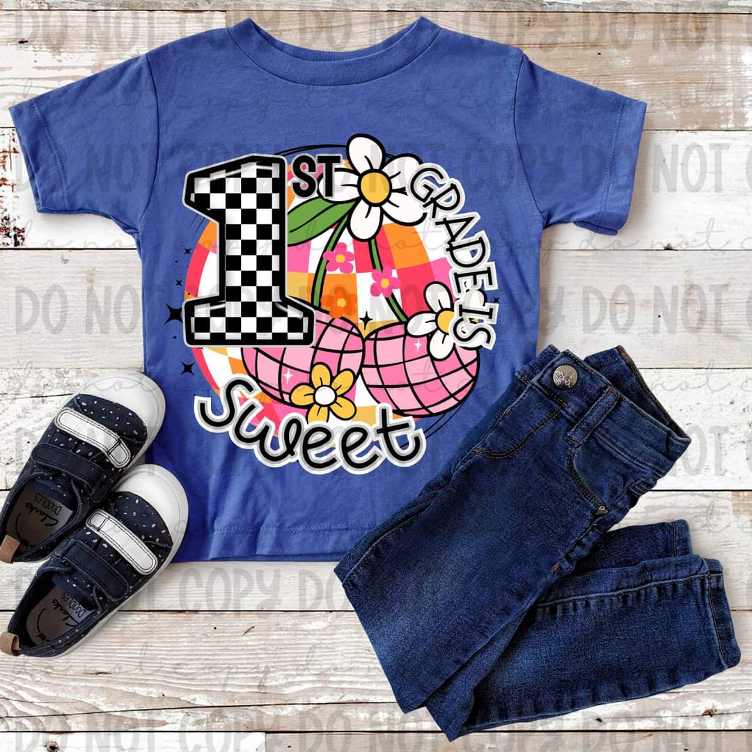 1st grade is sweet circle 45037 DTF transfer