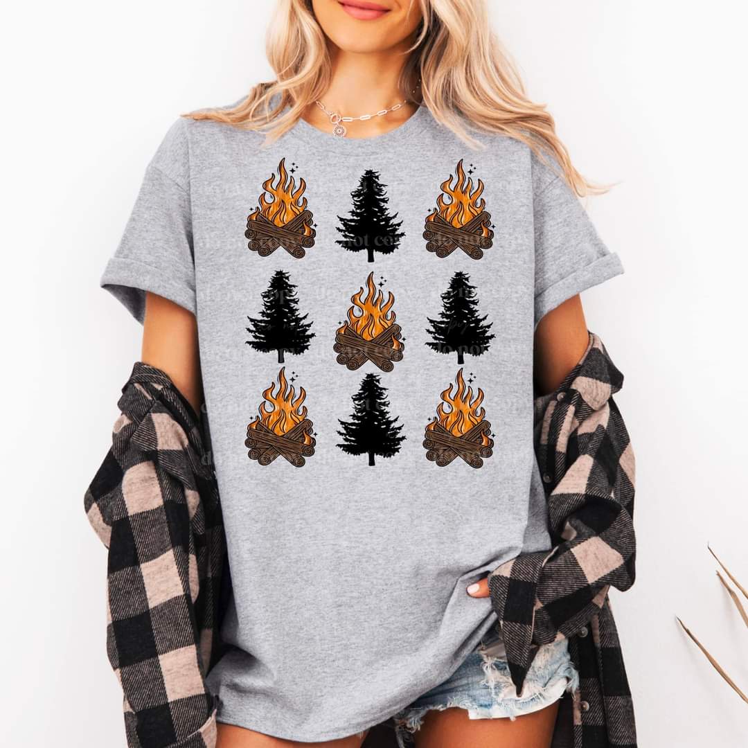 Bonfire and tree collage csc 45126 DTF transfer