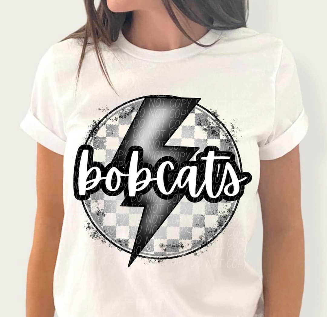 Bobcats grey/silver lightning bolt circle CITY DTF transfer