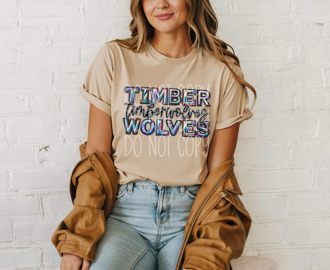Timberwolves holographic 45235 DTF transfers