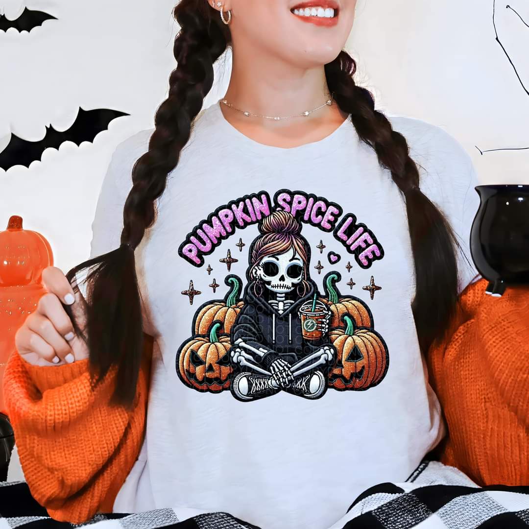 Pumpkin spice life skellie mom bun exclusive 45277 DTF transfer