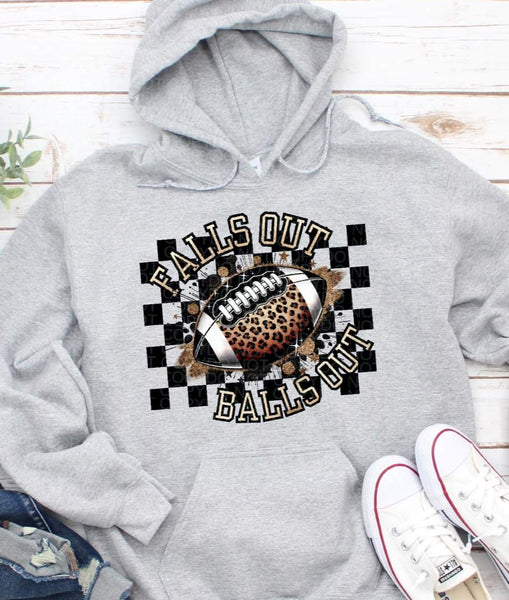 Falls out balls out leopard football checkered background exclusive 45274 DTF transfer