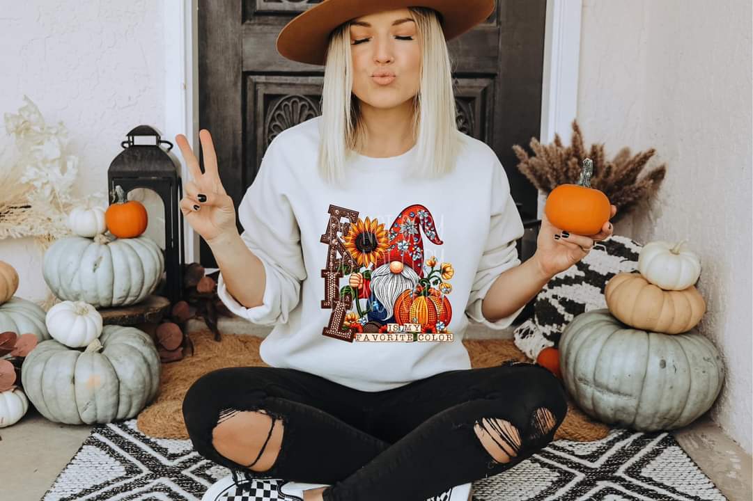 Fall is my favorite color gnome sunflower pumpkins 45319 DTF transfer