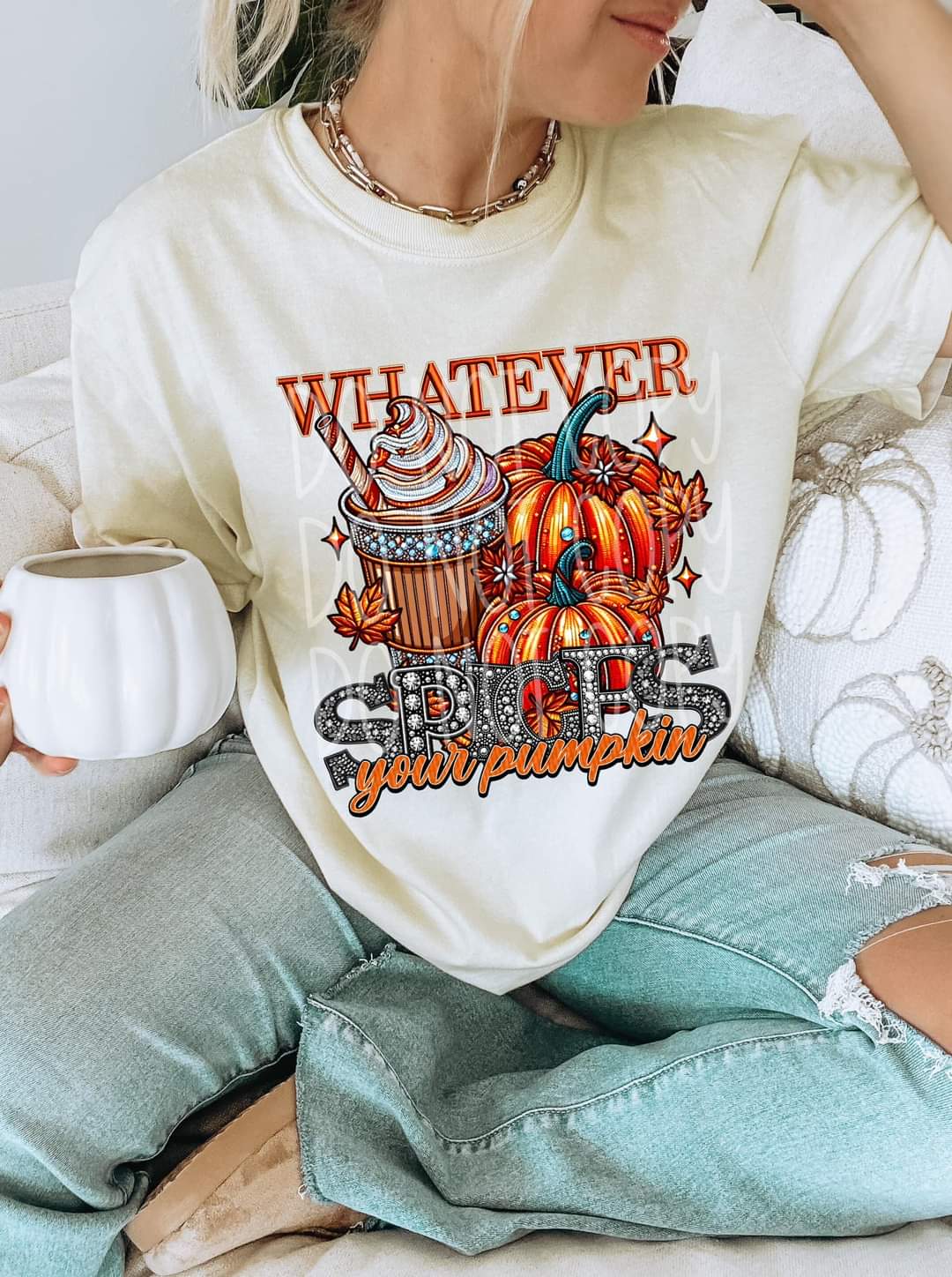 Whatever spices your pumpkin rhinestones 45315 DTF transfer