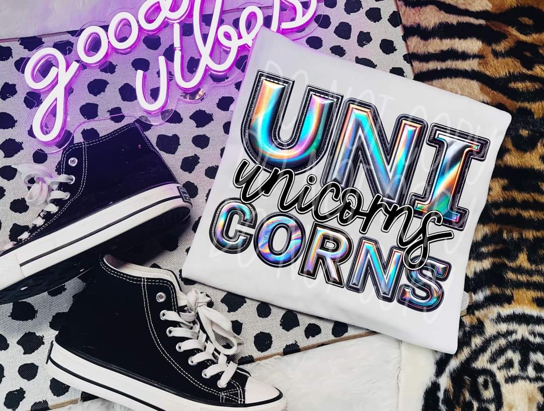 Unicorns holographic 45334 DTF TRANSFER