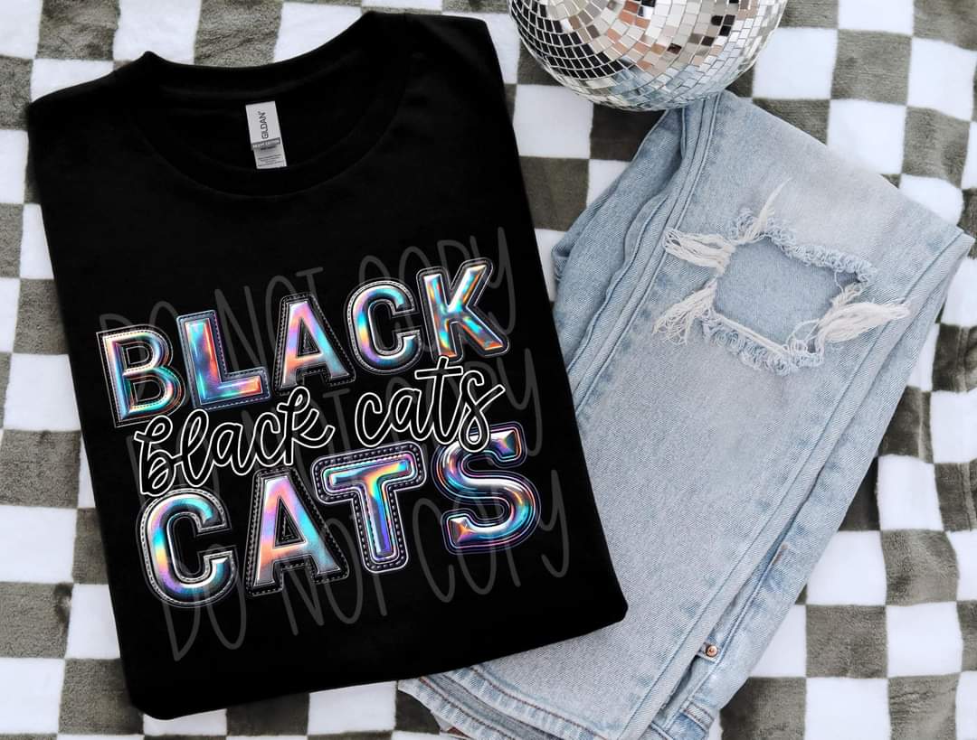 Black cats holographic 45411 DTF TRANSFER