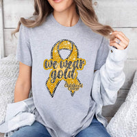 We wear gold Childhood cancer ribbon 45466 DTF transfer