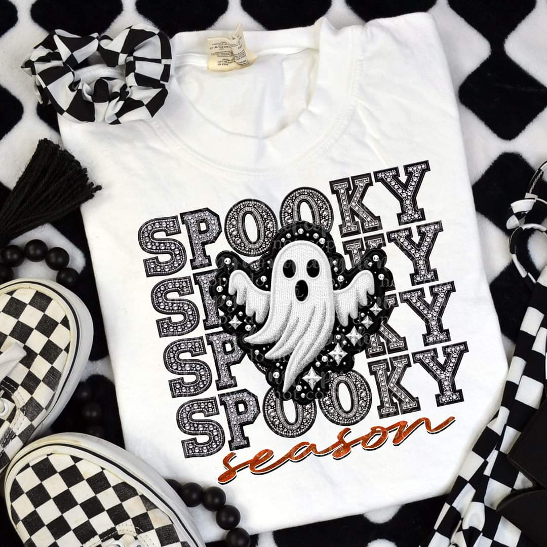 Spooky season rhinestones with ghost TDD 45474 DTF transfer