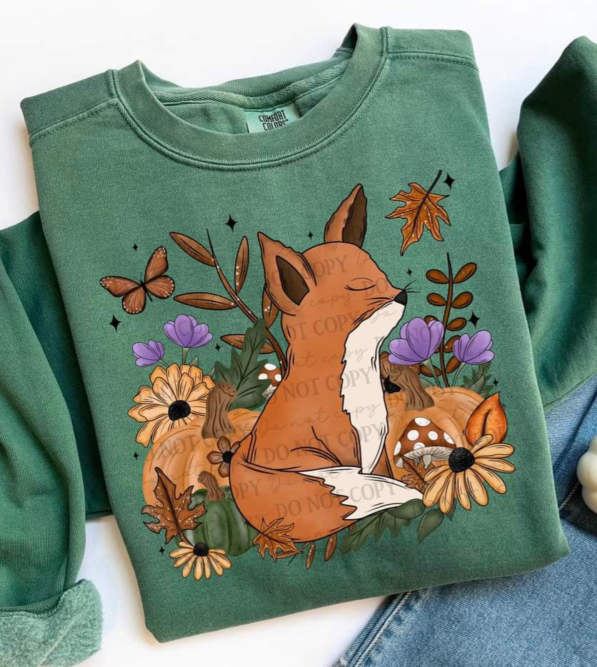 Fox with flowers ABD DTF transfer