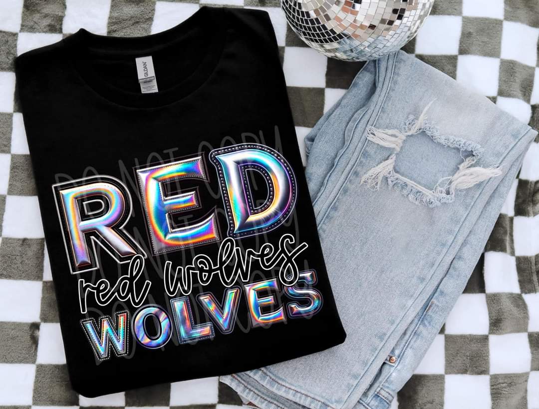 Red wolves holographic 45554 DTF TRANSFER