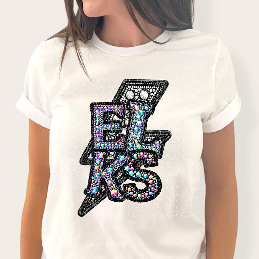 Elks rhinestones lightning bolt 45568 DTF TRANSFER