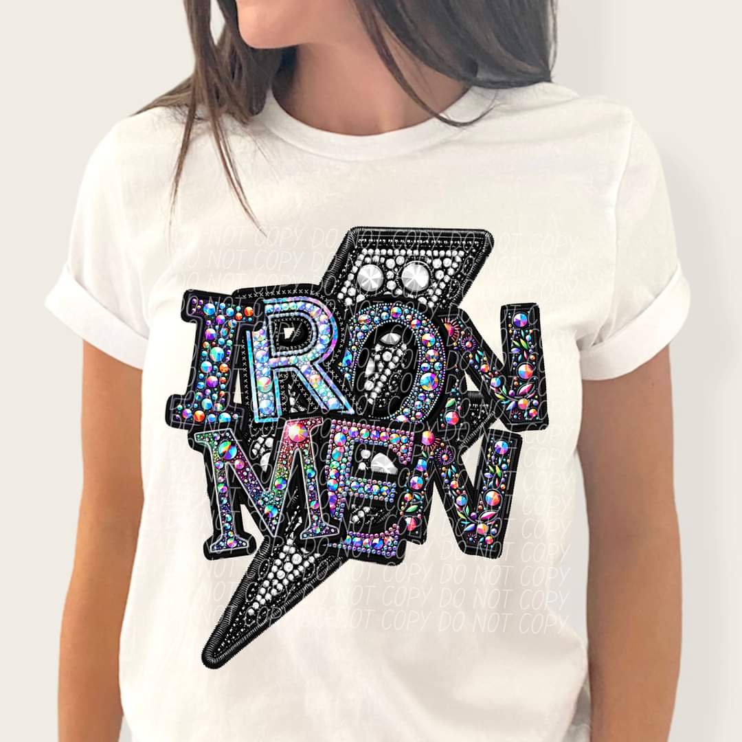Ironmen rhinestones lightning bolt 45567 DTF TRANSFER