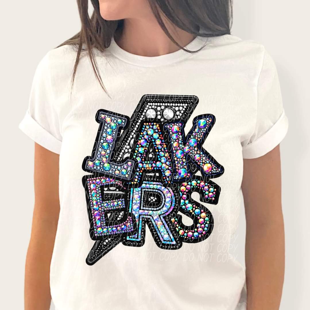 Lakers rhinestones lightning bolt 45564 DTF TRANSFER