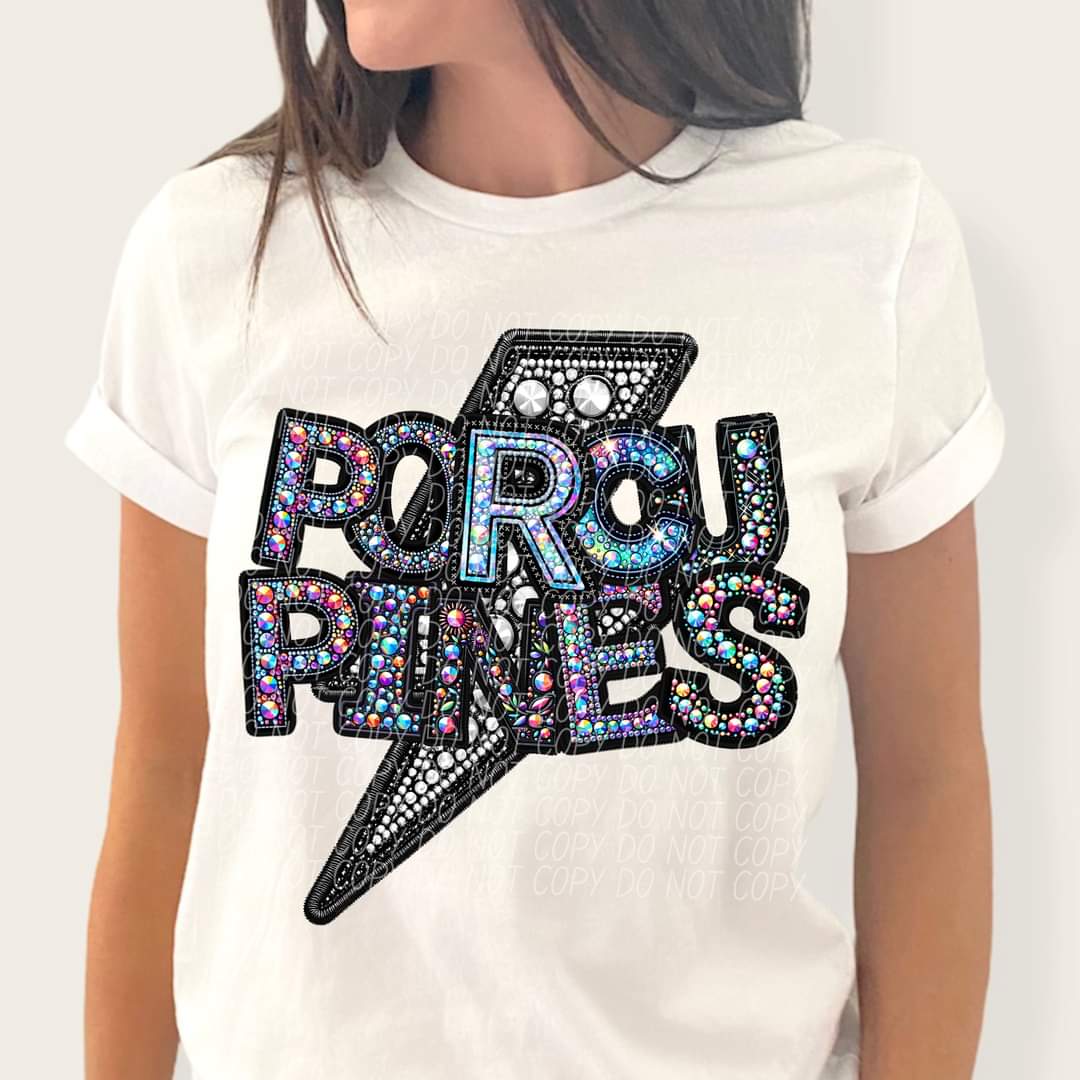 Porcupines rhinestones lightning bolt 45561 DTF TRANSFER