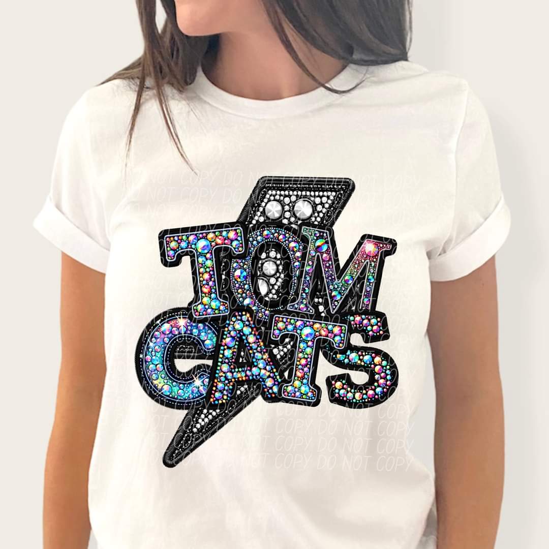 Tomcats rhinestones lightning bolt 45558 DTF TRANSFER
