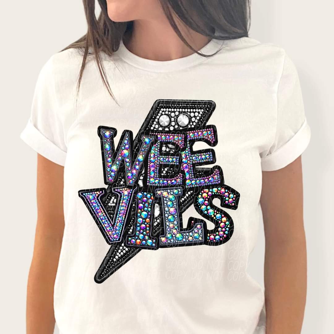 Weevils rhinestones lightning bolt 45556 DTF TRANSFER