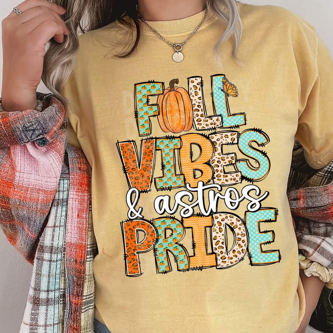 Fall vibes & astros pride 45592 DTF transfer