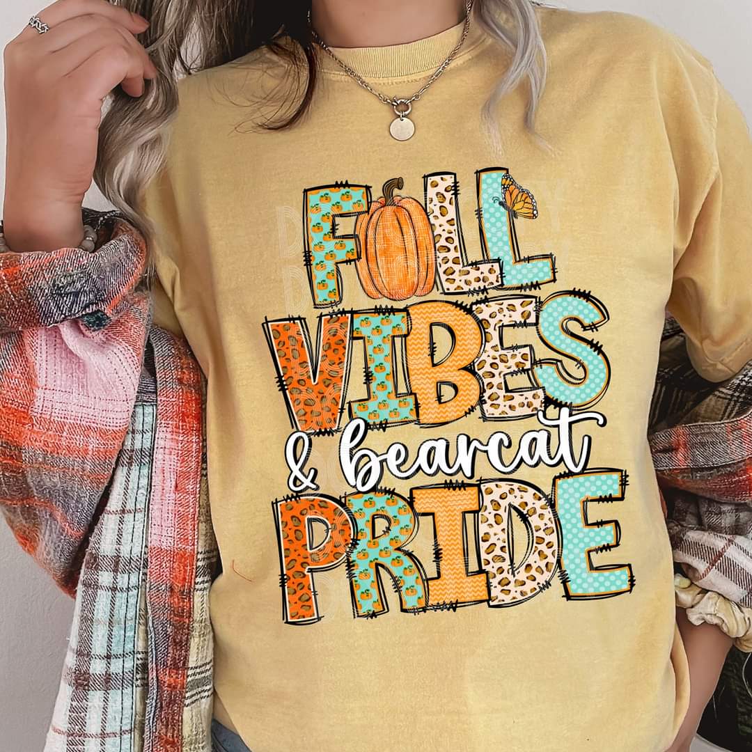 Fall vibes & bearcat pride 45583 DTF transfer