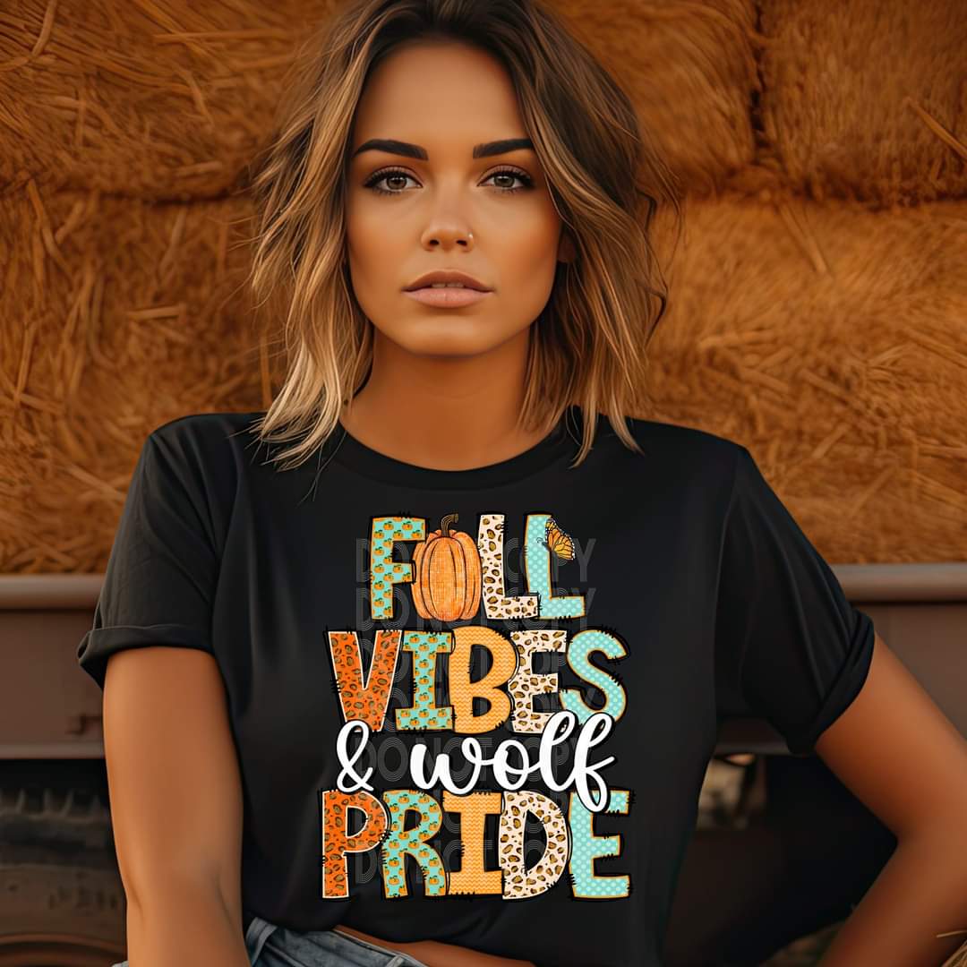 Fall vibes & wolf pride 45580 DTF transfer