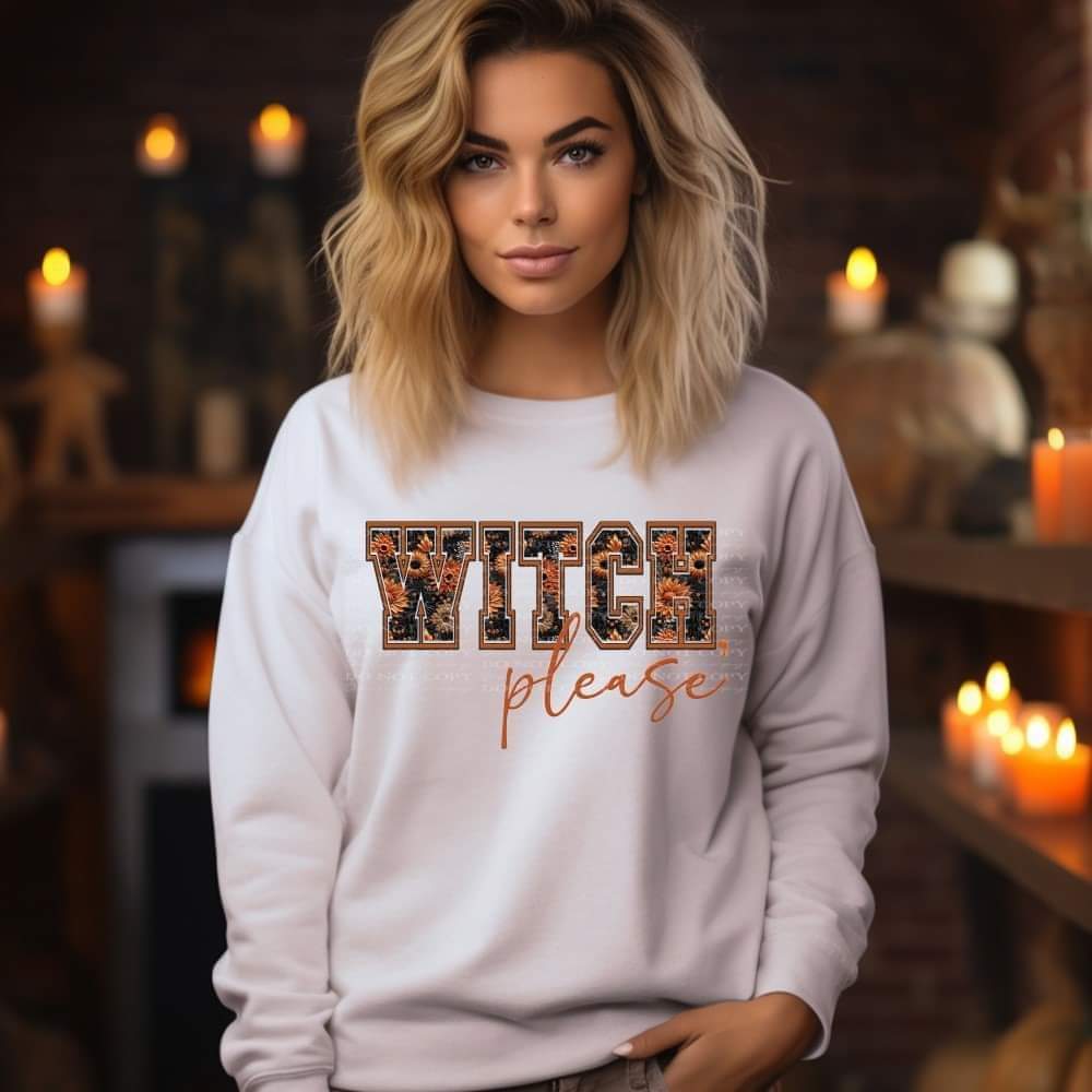 Witch please fall floral font 45628 DTF transfer