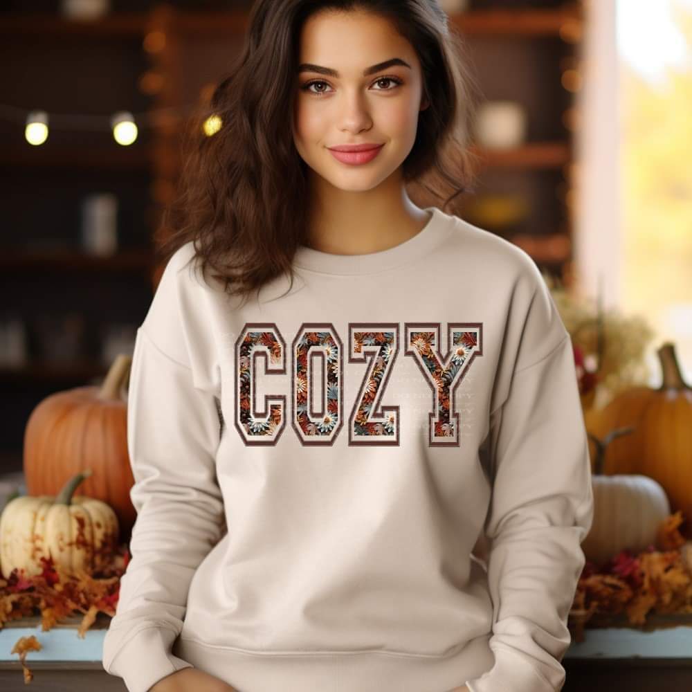 Cozy fall floral font 45625 DTF transfer
