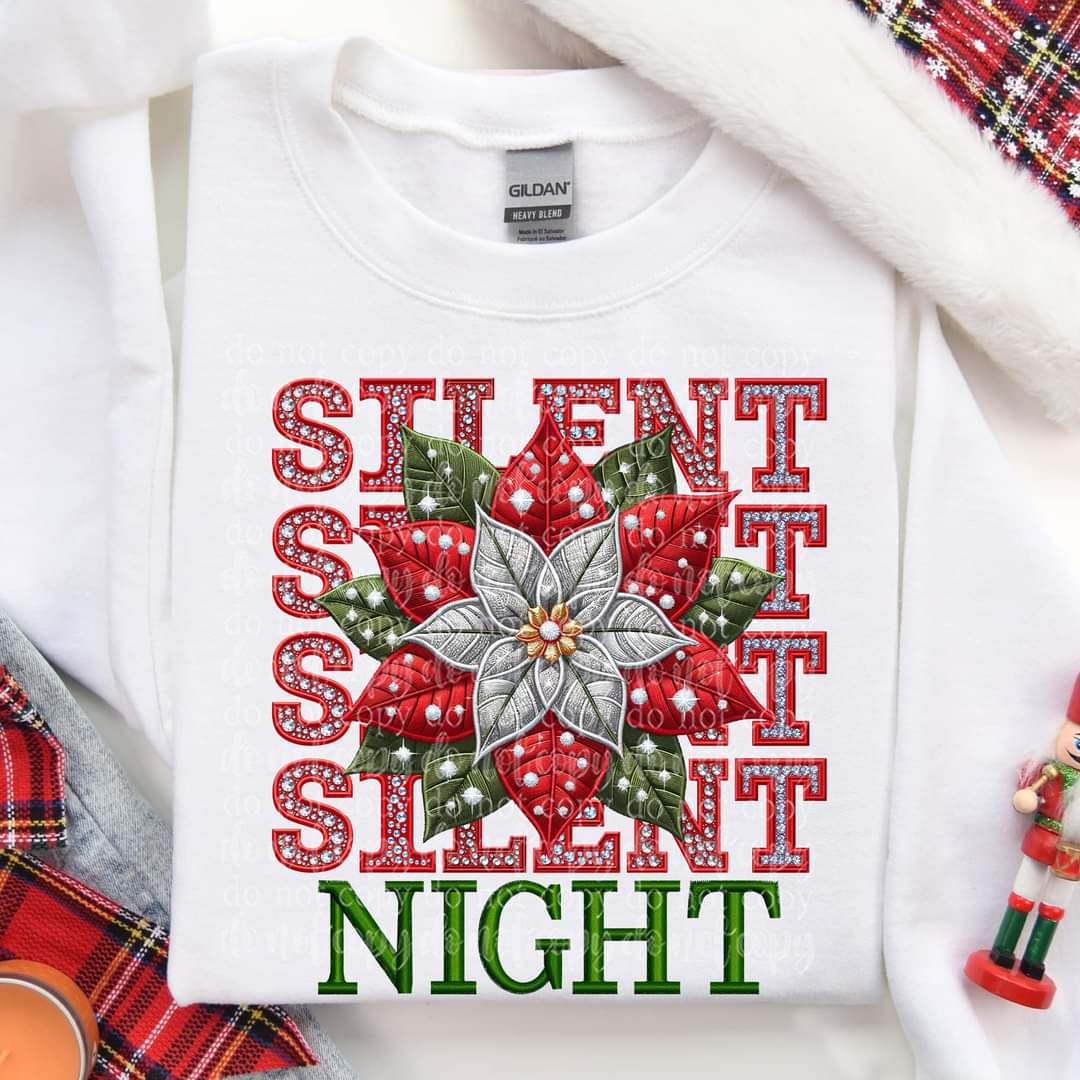 Silent night flower stacked rhinestones TDD 45641 DTF transfer