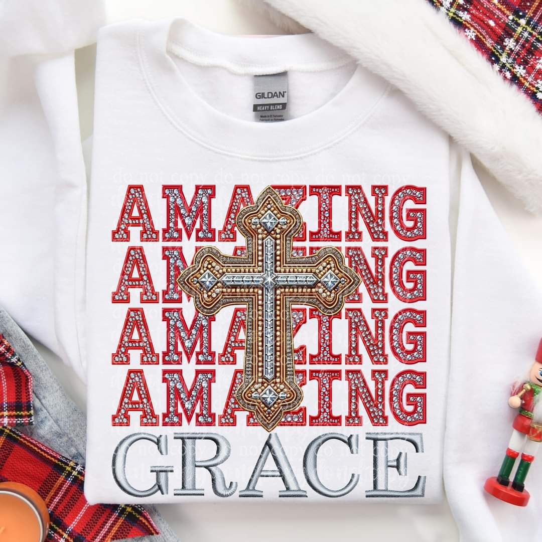 Amazing Grace stacked rhinestones TDD 45640 DTF transfer