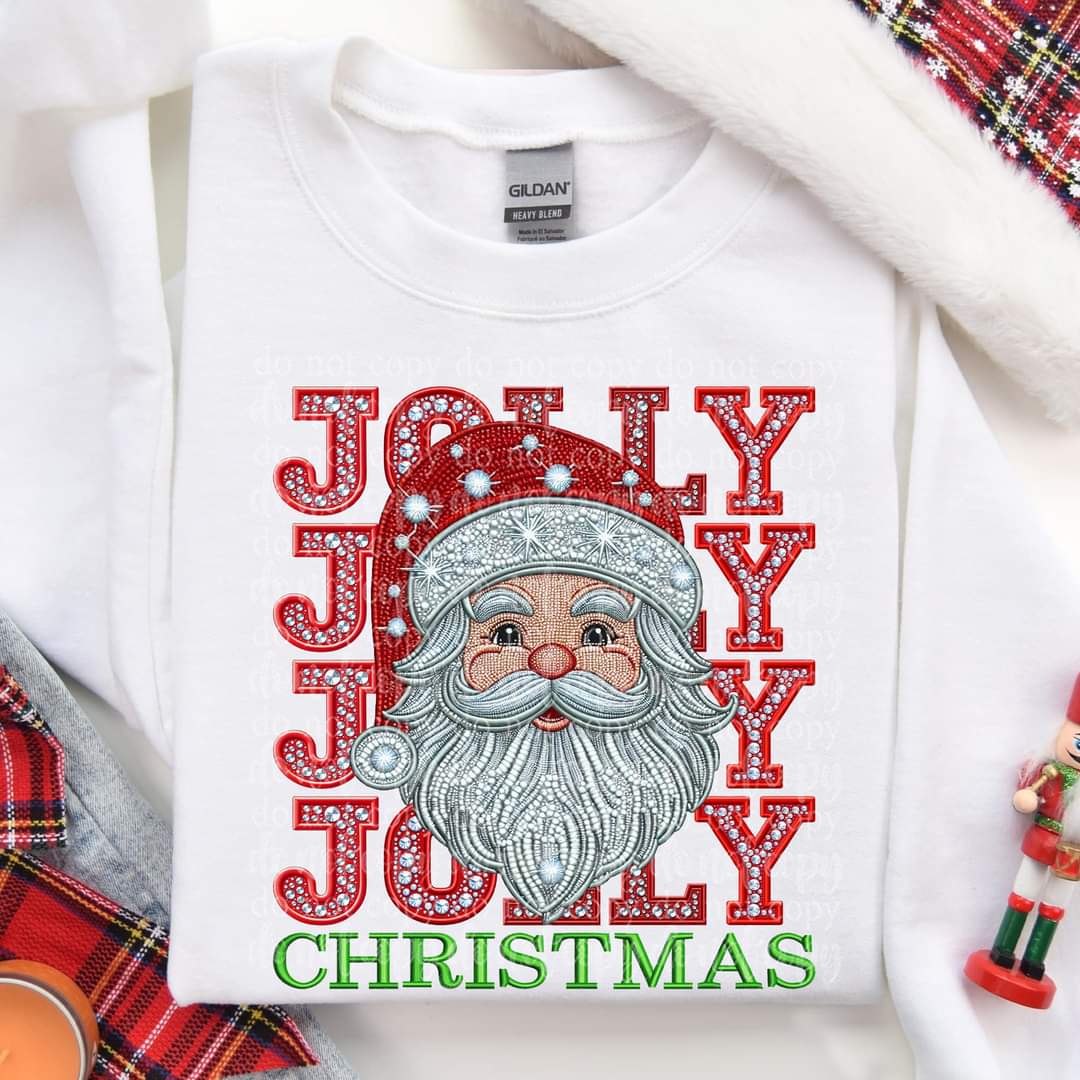 Jolly Christmas stacked rhinestones TDD 45638 DTF transfer
