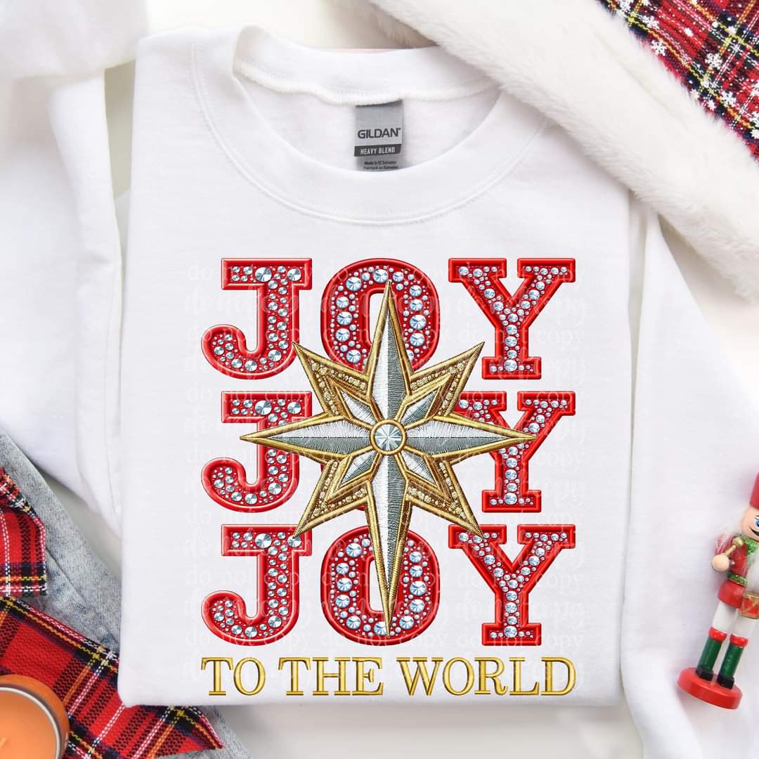 Joy to the world stacked rhinestones TDD 45637 DTF transfer