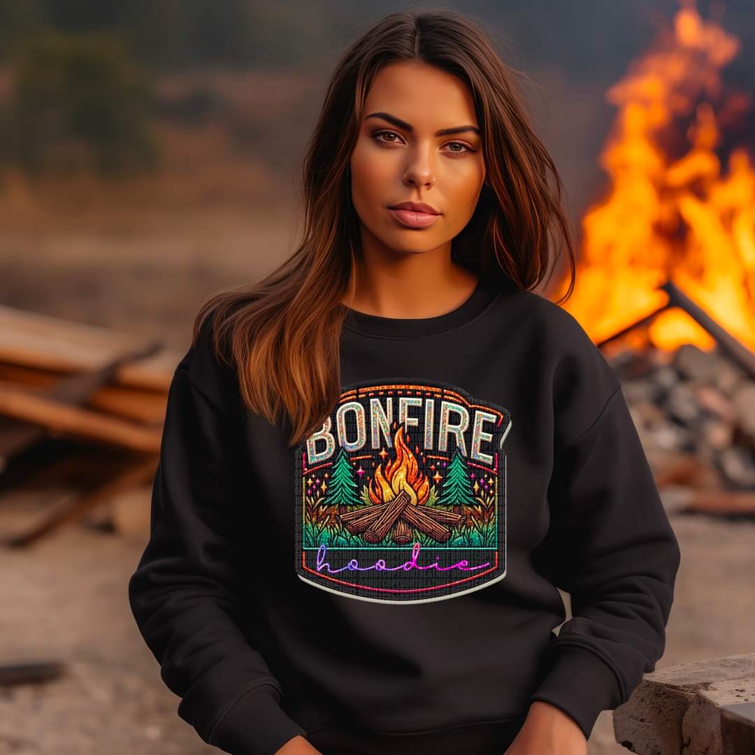 Bonfire hoodie faux patch DTF TRANSFER