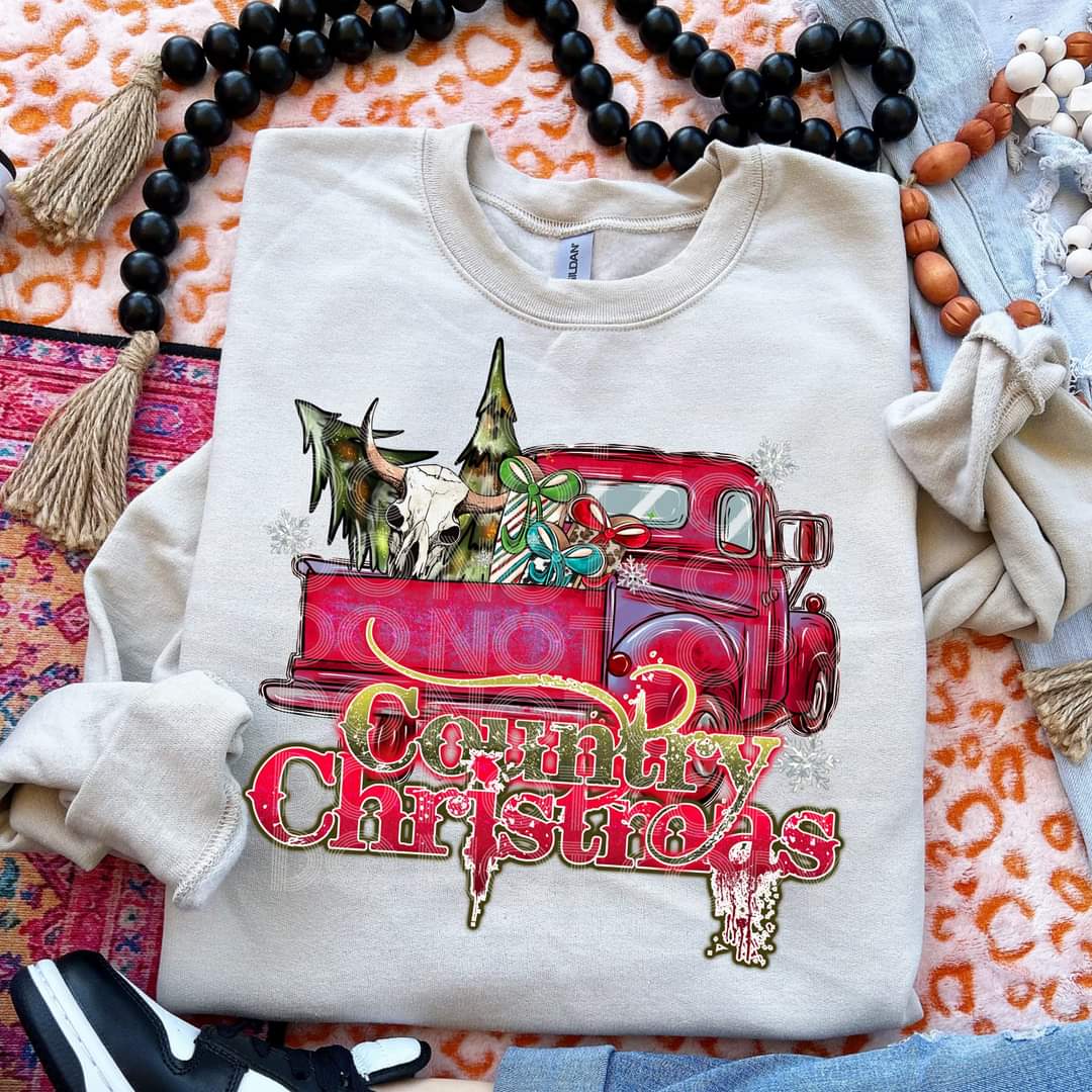 Country Christmas red truck 45761 DTF TRANSFER