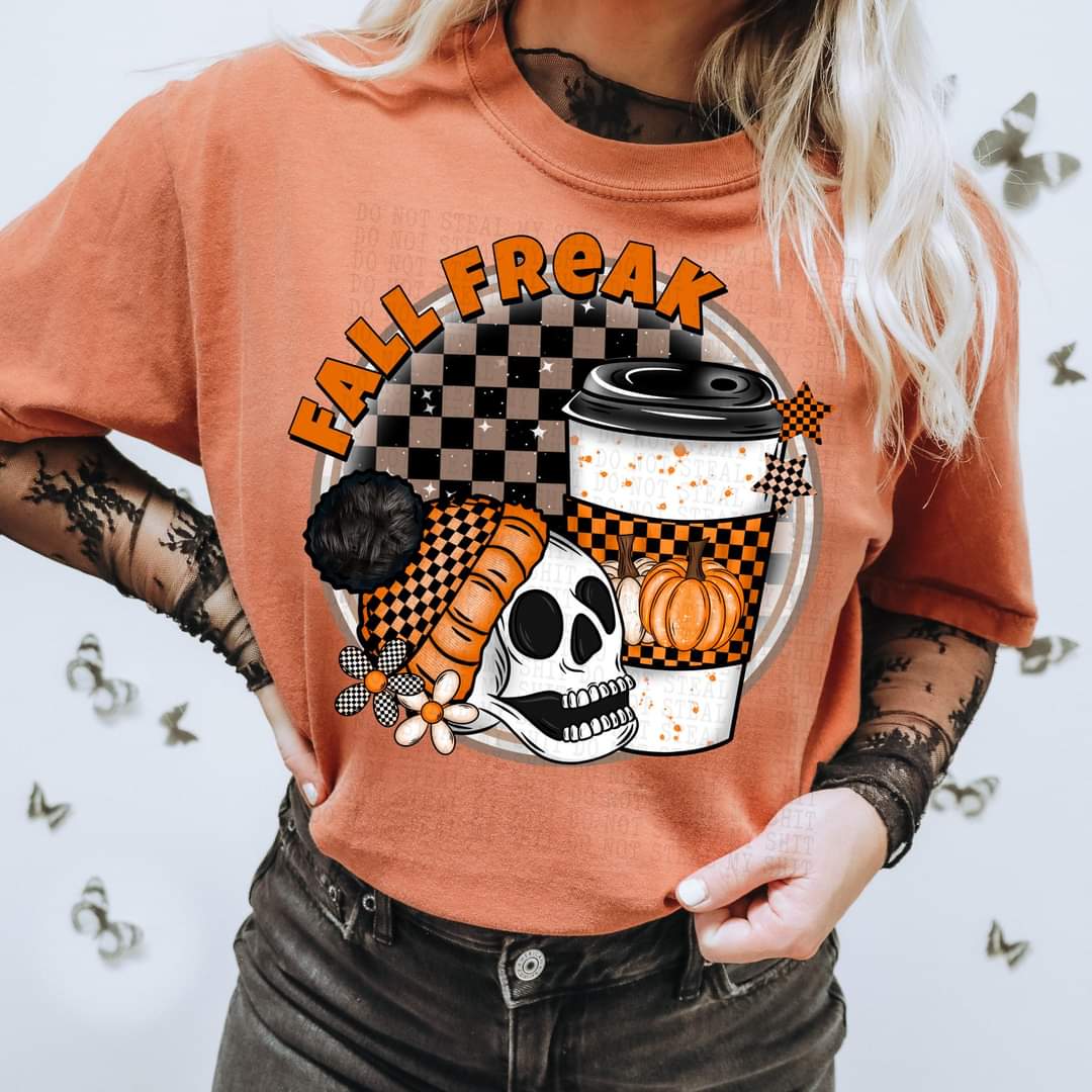 Fall freak skellie latte circle DDD DTF transfer
