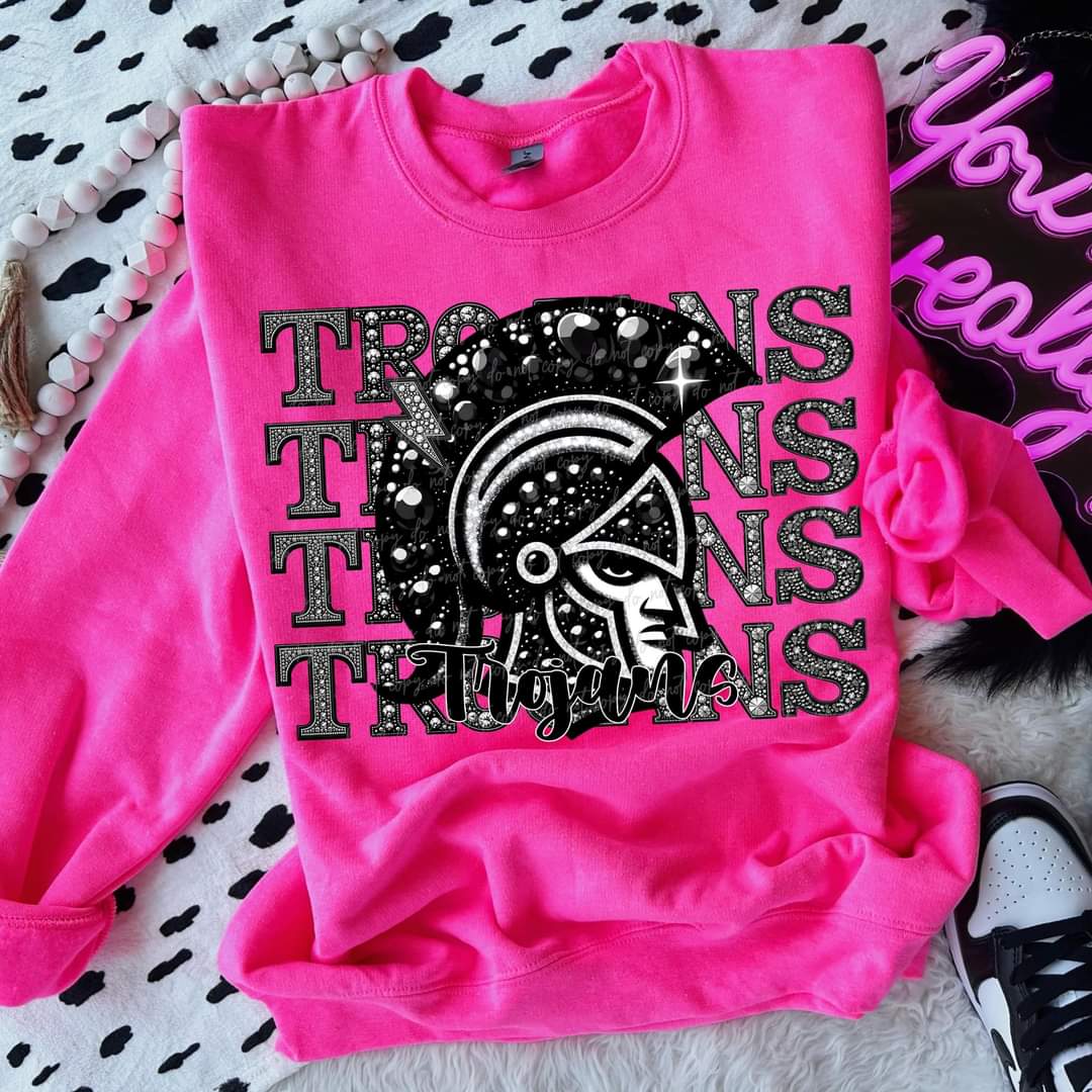 Trojans stacked rhinestones Virgo DTF transfer