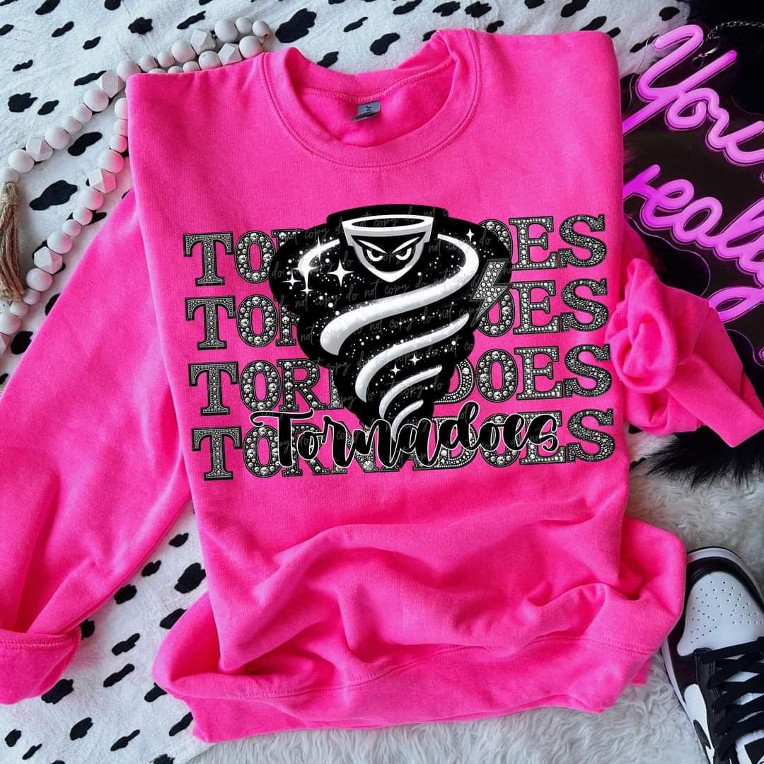 TornadoES stacked rhinestones Virgo DTF transfer