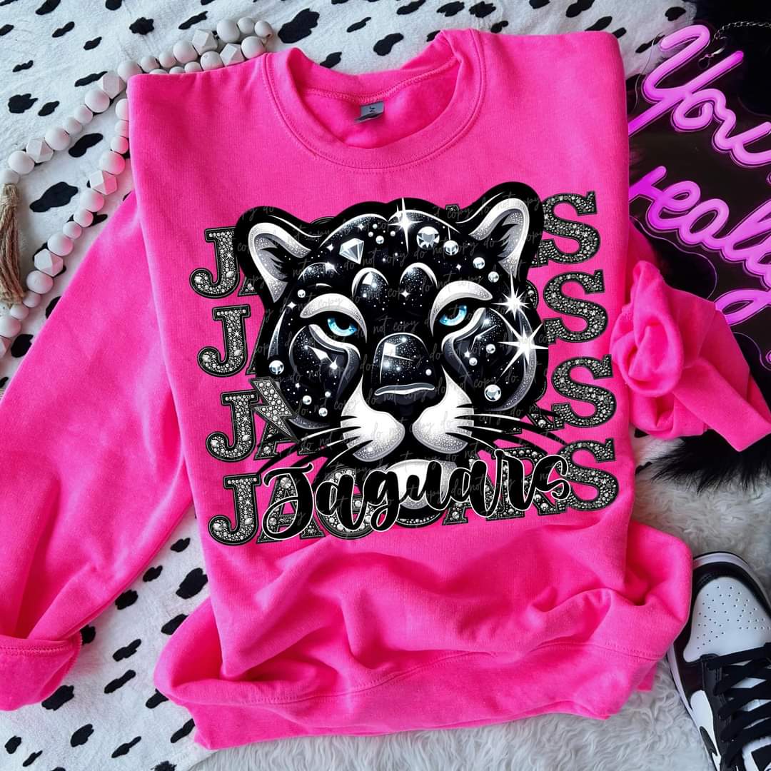 Jaguars stacked rhinestones Virgo DTF transfer