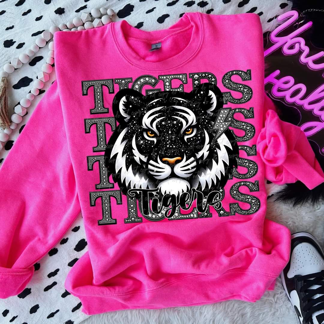 Tigers stacked rhinestones Virgo DTF transfer