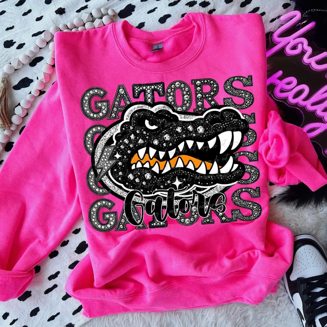 Gators stacked rhinestones Virgo DTF transfer