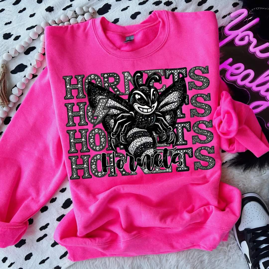 Hornets stacked rhinestones Virgo DTF transfer
