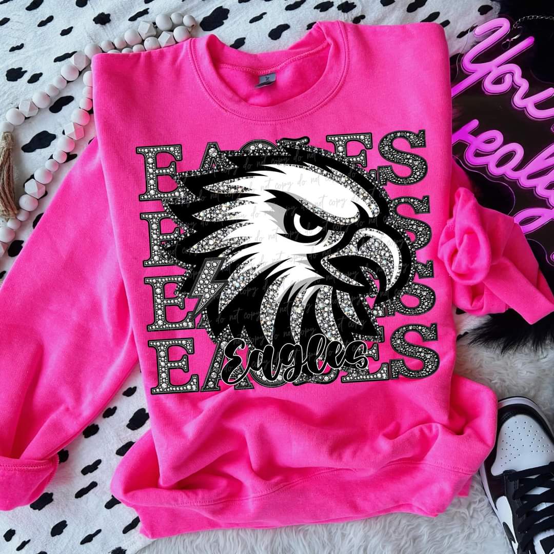 Eagles stacked rhinestones Virgo DTF transfer