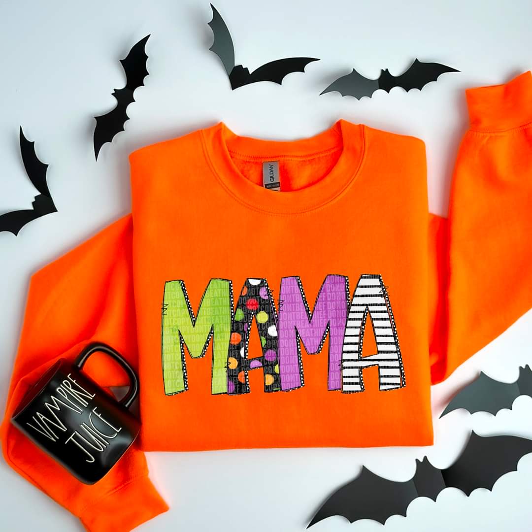 Mama halloween font DTF transfer