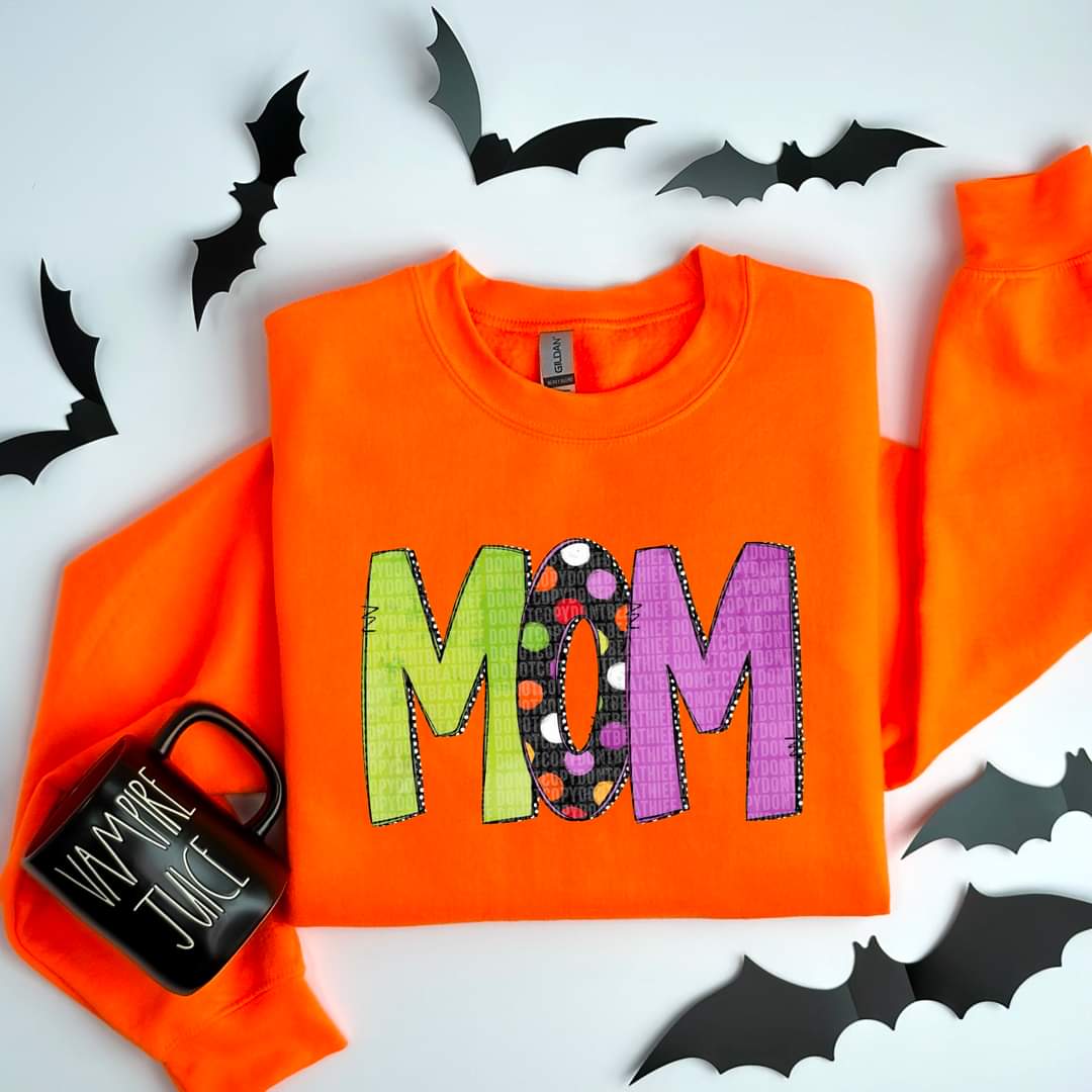Mom halloween font DTF transfer