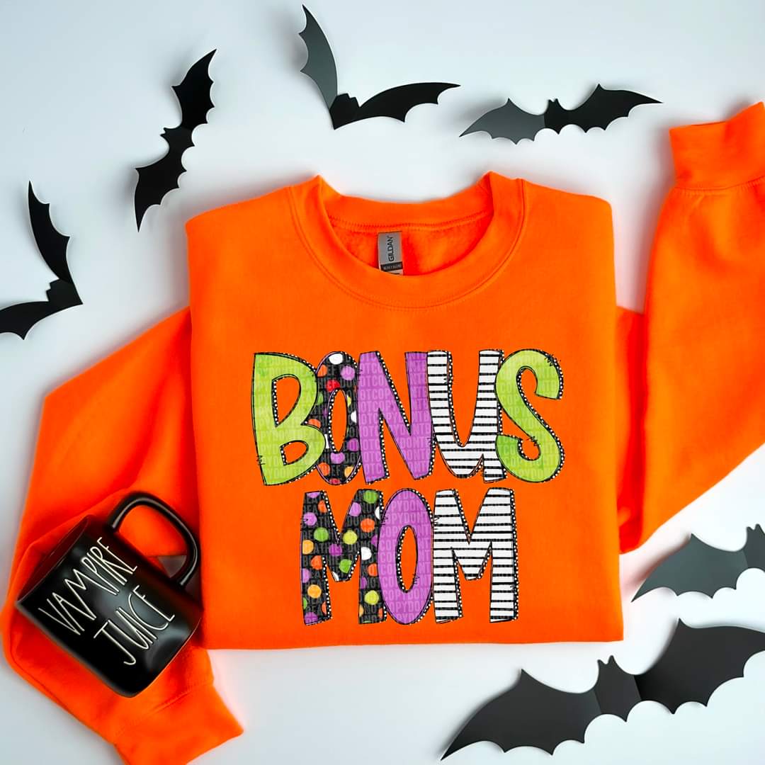 Bonus mom halloween font DTF transfer