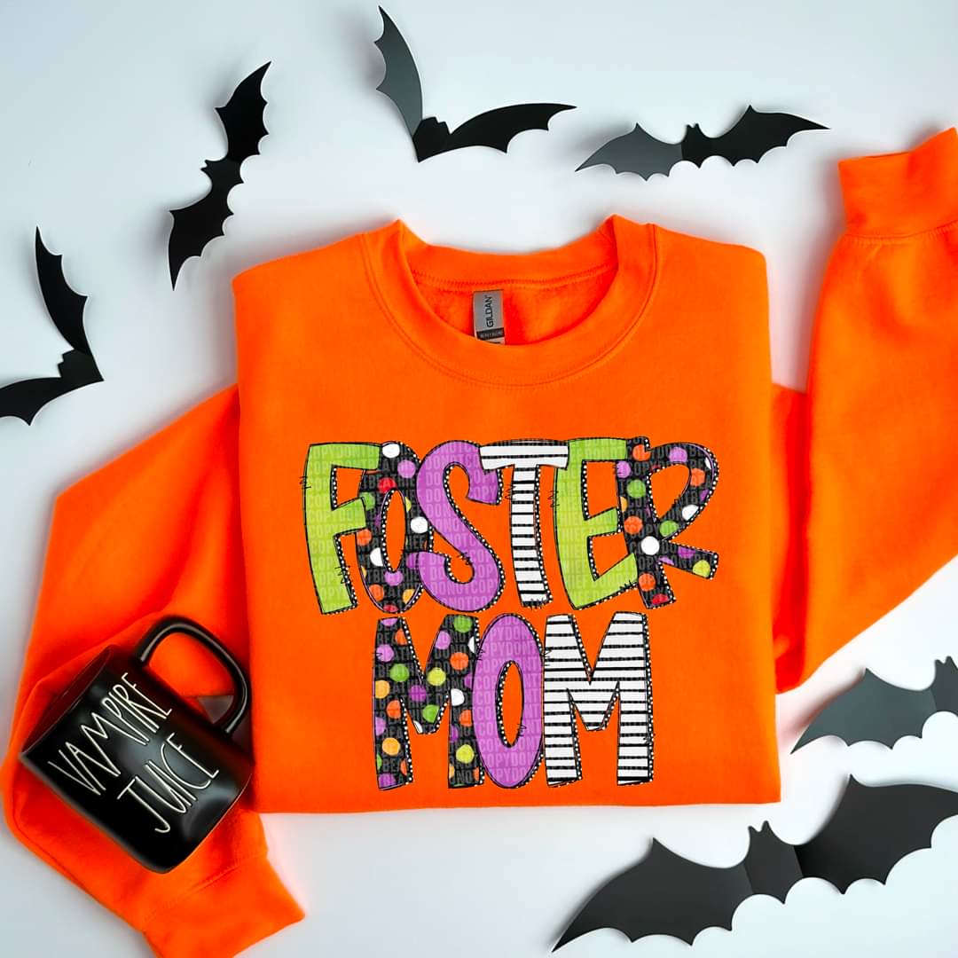 Foster mom halloween font DTF transfer