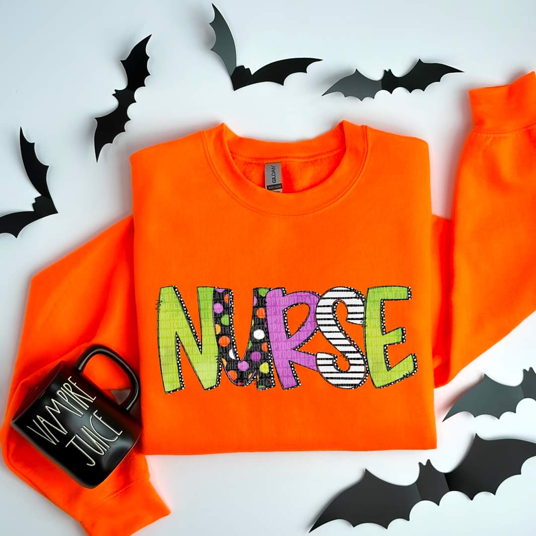 Nurse halloween font DTF transfer