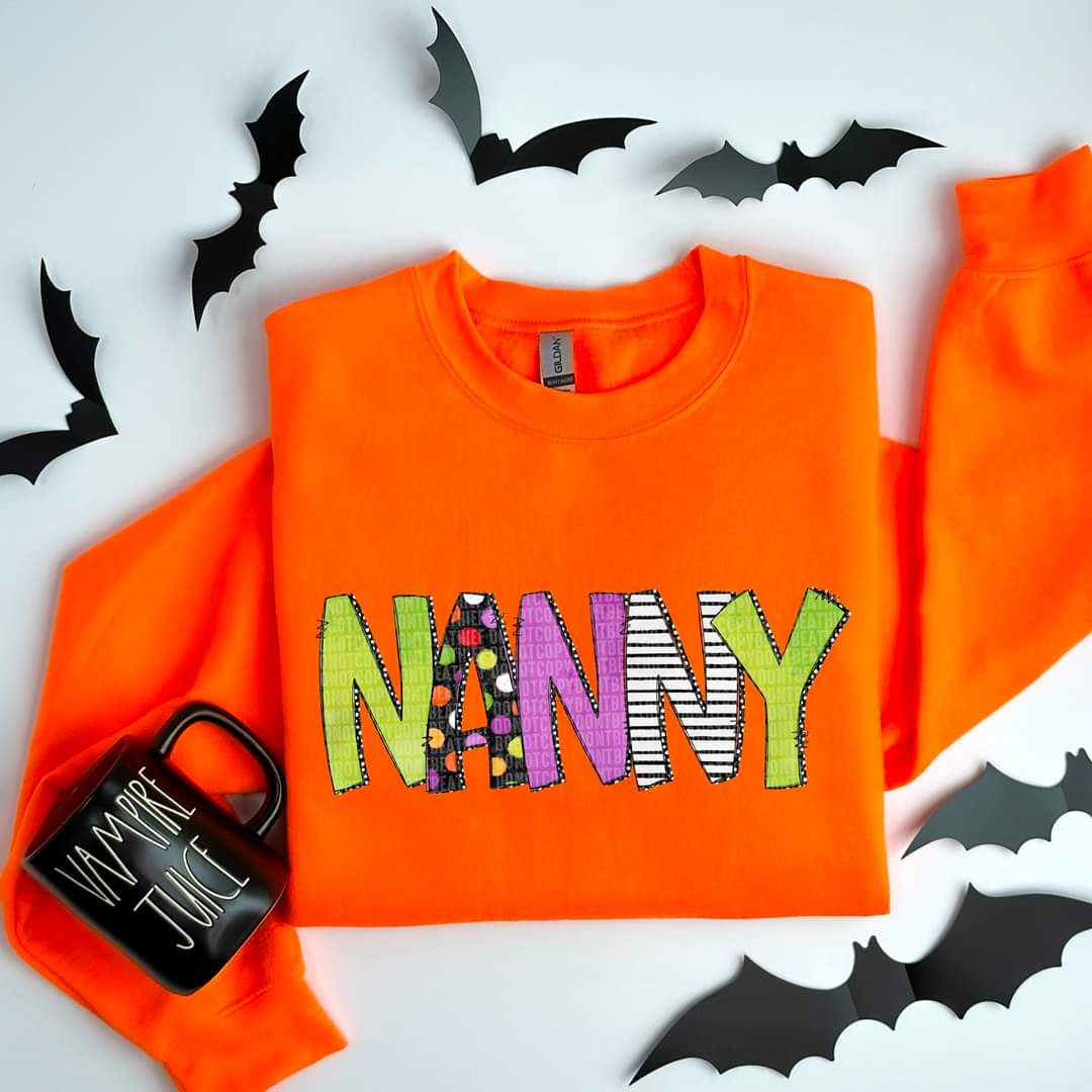 Nanny halloween font DTF transfer