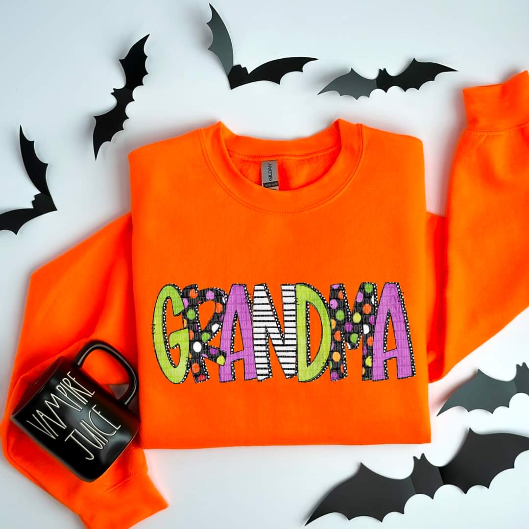 Grandma halloween font DTF transfer