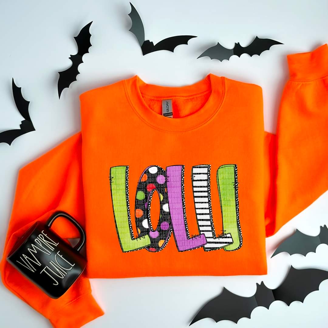 Lolli halloween font DTF transfer