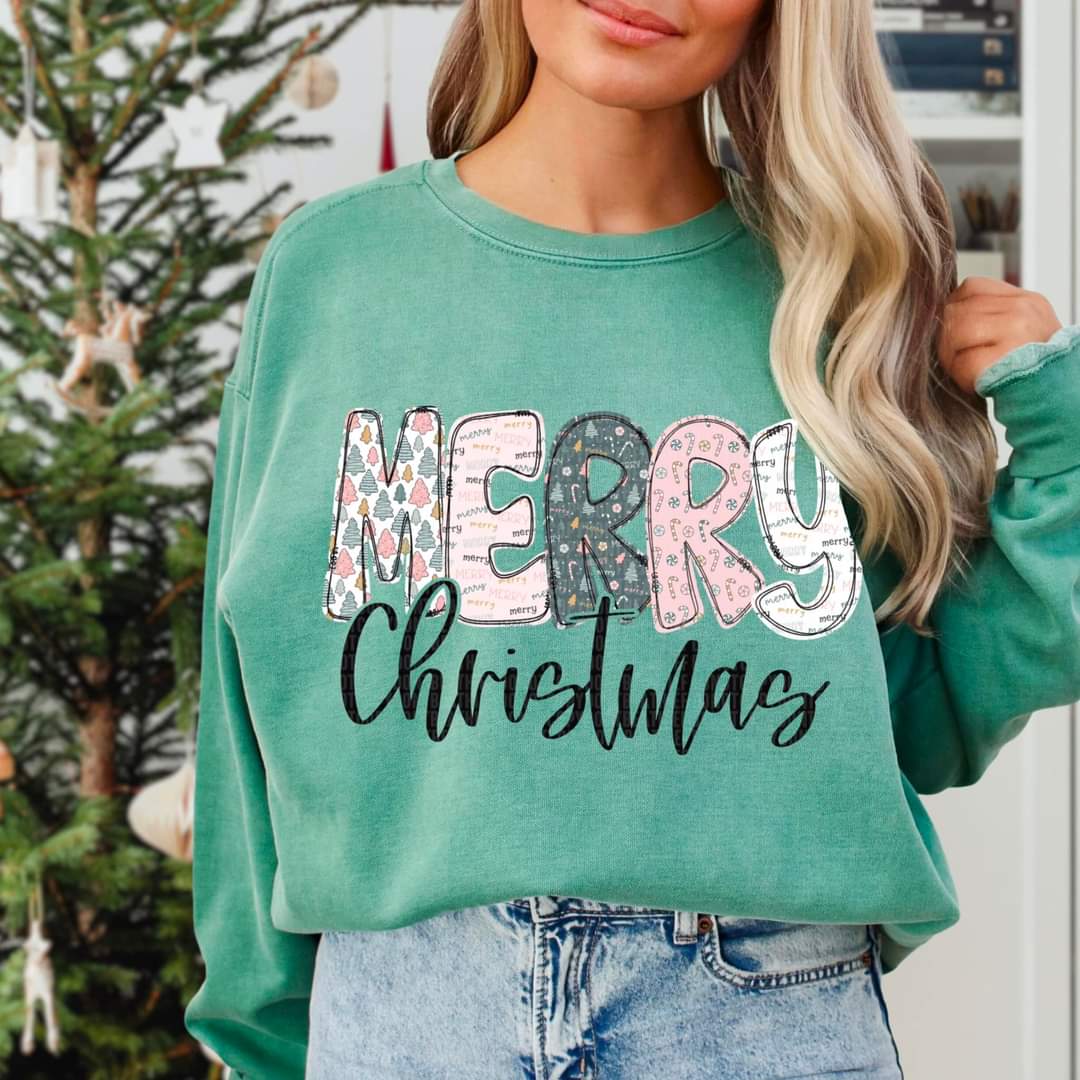 Merry Christmas PINK alpha font SDD DTF transfer