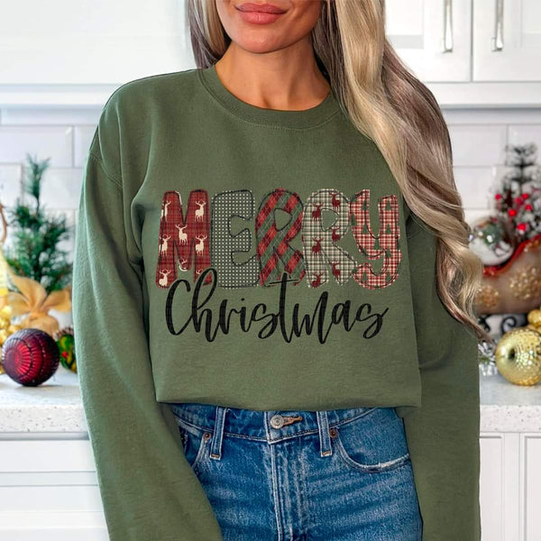 Merry Christmas green and red alpha font SDD DTF transfer